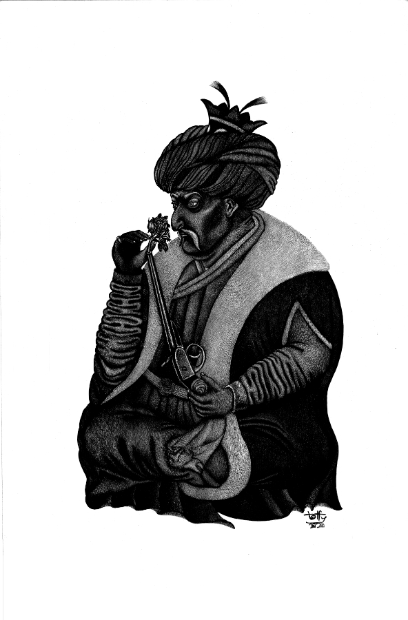 Ghasem lotfi | from Hezardastan series | 2019 | ink on paper | 60x40 cm